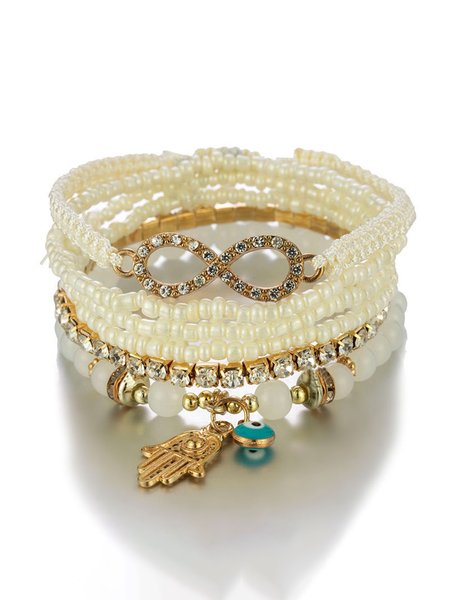 

JFN Devil's Eye Diamond Beaded Bracelet Set, White, Bracelets