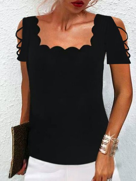 

Casual Short Sleeve T-Shirt, Black, T-Shirts