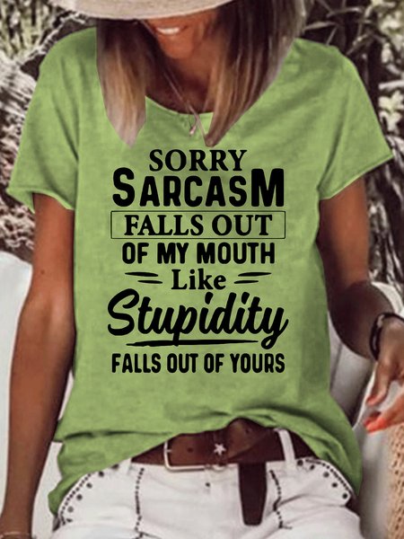 

Womens Funny Sarcasm Letter Short Sleeve T-Shirt, Green, T-shirts