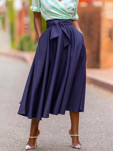 

Casual Solid Regular Fit Long Skirt, As picture, Maxi Skirts