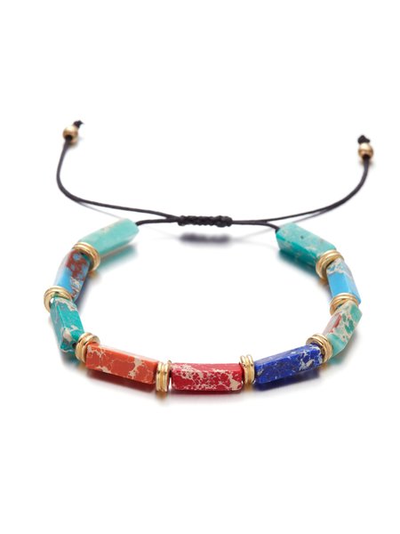 

Natural Stone Hand Braided Beaded Bracelet, Multicolor, Bracelets