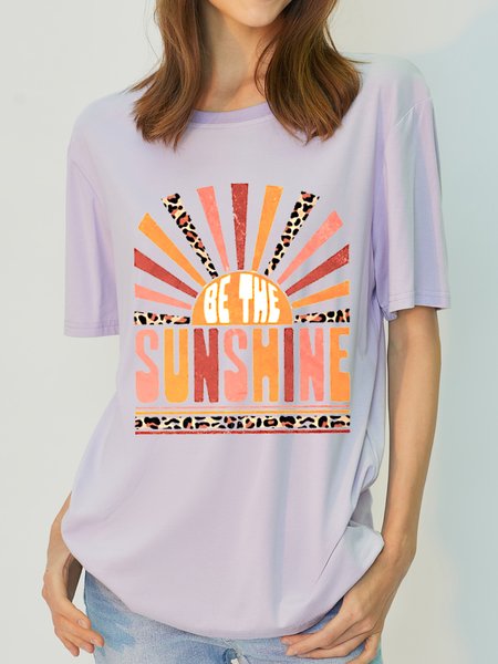 

Be The Sunshine Antimicrobial Fabric Crew Neck T-shirt, Purple, T-shirts