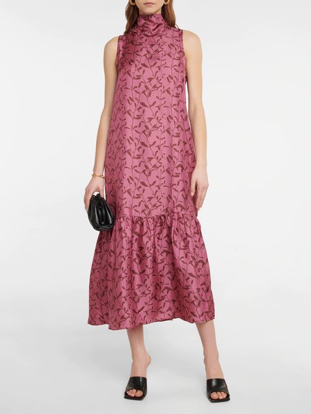 

Floral Regular Fit Sleeveless Woven Dress, Red, Maxi Dresses