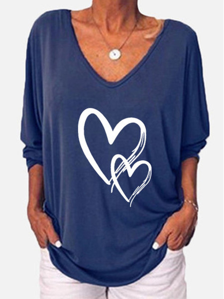 

Plus Size Geometric Loosen Casual Long Sleeve T-Shirt, Blue, T-Shirts