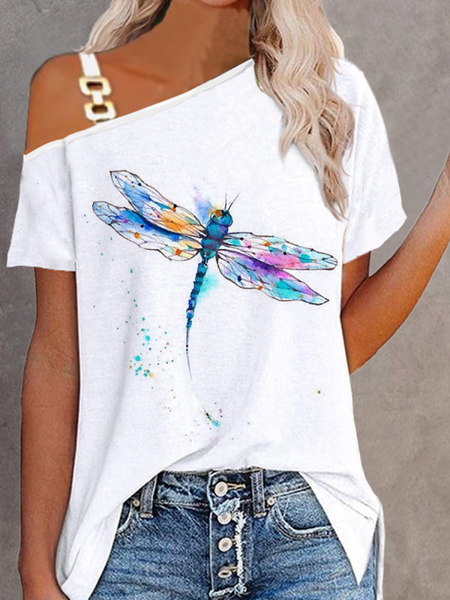 

Dragonfly Regular Fit Short Sleeve Tops, White, T-Shirts