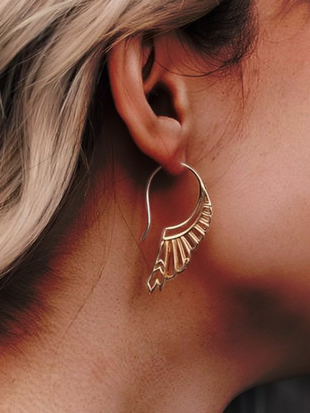 

Ethnic Vintage Cutout Wings Earrings, Golden, Earrings