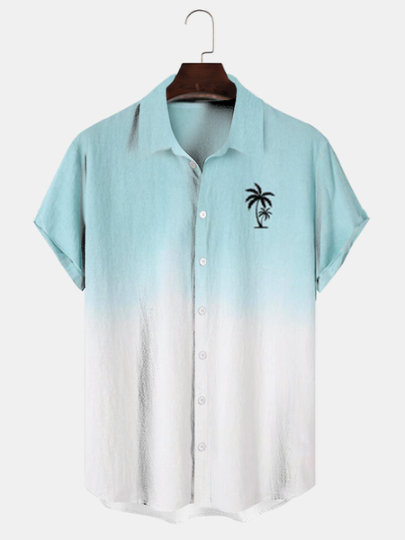 

Cotton Linen Gradient Abstract Coconut Print Versatile Linen Shirt, As picture, Shirts ＆ Blouse