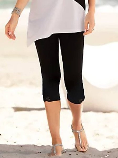 

Casual Plain Leggings, Black, Leggings