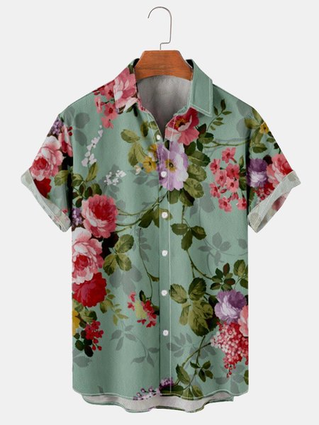 

Cotton And Linen Holiday Leisure Short-sleeved Shirt, As picture, Shirts ＆ Blouse