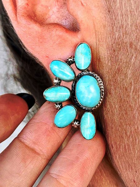

JFN Boho Vintage Turquoise Earrings Dresses Jewelry, As picture, Earrings