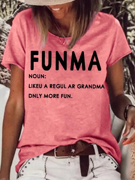 

Womens Funma Letter Short Sleeve T-Shirt, Red, T-shirts