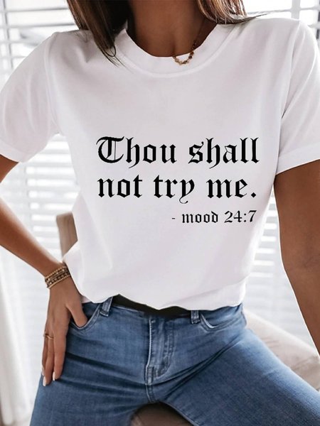 

Casual Letter Crew Neck Short Sleeve T-Shirt, White, T-Shirts