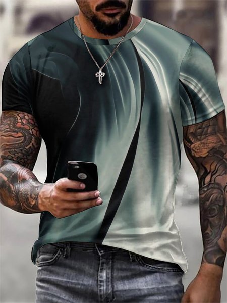 

Basics Short Sleeve Colorblock Short Sleeve T-Shirt, As picture, T-shirts