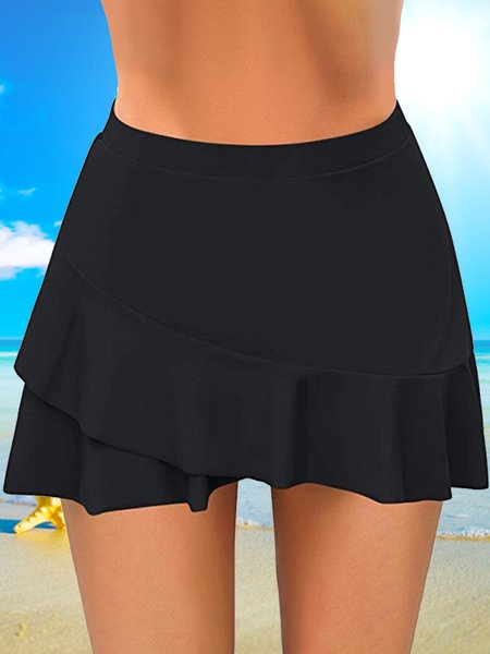 

Women's Lotus Leaf Beach Swim Dress Plus Size, Black, Swimwear
