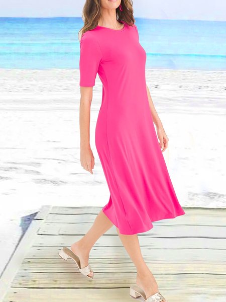 

Holiday basics simple rose a long dress plus size, Rose red, Dresses