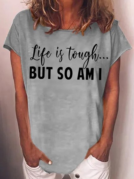 

Womens Funny Letter Short Sleeve T-Shirt, Gray, T-shirts