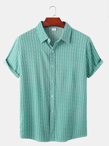 

Casual Short Sleeve Shirt Collar Short Sleeve Shirt, Green, Shirts ＆ Blouse