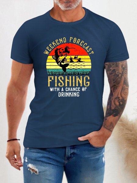 

Men's Antimicrobial Bamboo Fabric Funny Fishing Print Loosen T-Shirt, Royal blue, T-shirts