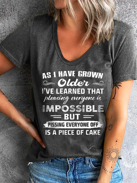 

As I Have Grown Older Funny Letters Casual Short Sleeve T-Shirt, Deep gray, T-Shirts