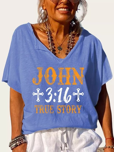 

John 3_16 True Story Jesus Bible, Blue, T-Shirts