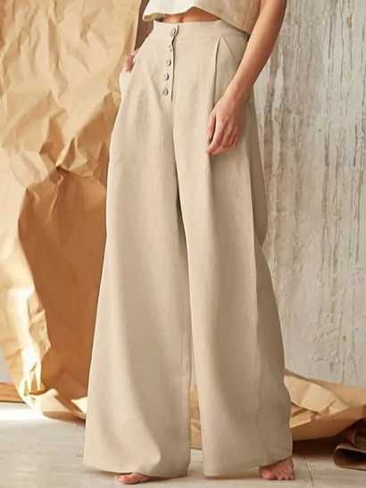 

Cotton Blends Loosen Plain Pants, Apricot, Pants