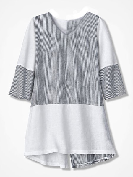 

Crew Neck Basics Solid Long Sleeve Tops, White, Shirts & Blouses