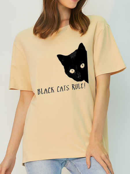 

Black Cats Rule Antimicrobial Fabric T-shirt, Apricot, T-shirts