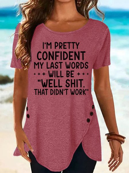 

Womens Funny Letter Short Sleeve T-Shirt, Red, T-shirts