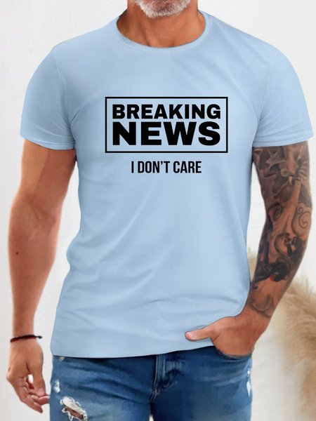 

Breaking News I Don’t Care Crew Neck Casual Bamboo Fiber Short Sleeve Short Sleeve T-Shirt, Light blue, T-shirts