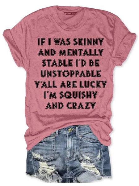 

Womens Funny Letter Short Sleeve T-Shirt, Pink, T-shirts