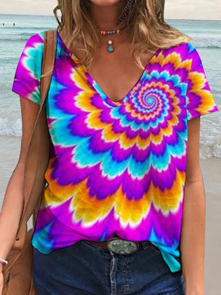 

Iridescent Psychedelic Mandala Short Sleeve T-Shirt, Multicolor, T-Shirts