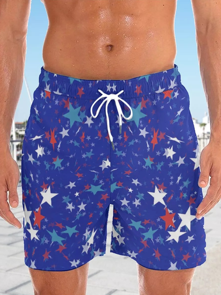 

Mens Vacation American Independence Day Print Beach Short Pants, As picture, Shorts