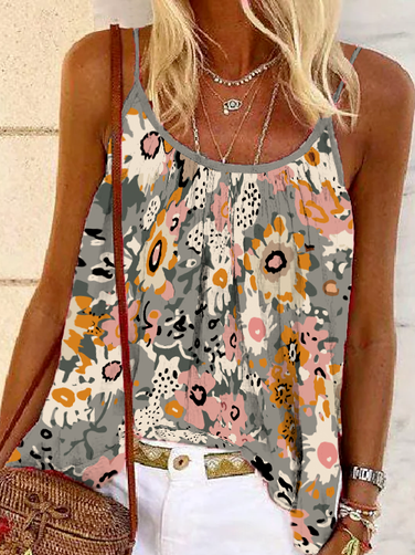 

Casual Floral Regular Fit Knit, Multicolor, Tanks & Camis