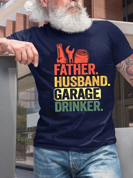 

Father Husband Garage Drinker Vintage Funny T-shirt, Purplish blue, T-shirts