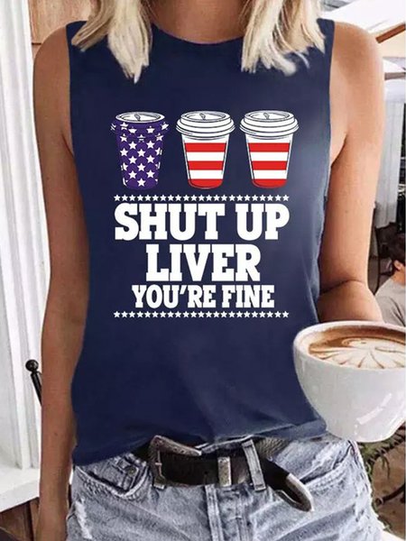 

Casual Flag Halter Knit, Dark blue, Tanks & Camis