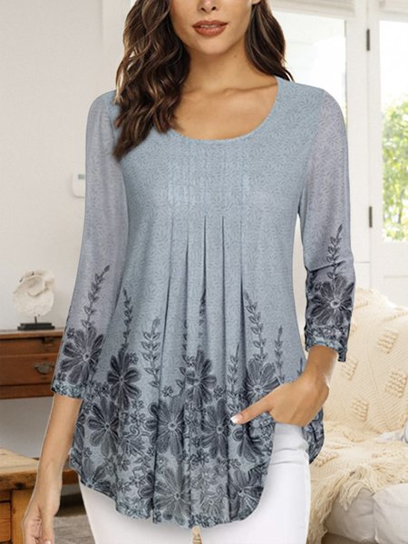 

Discount! Ladies Casual Knit 3/4 Sleeve Top, Multicolor, Tunics