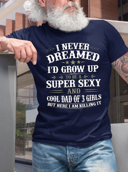 

Father’s Day Gift Father Of 3 Girls Funny T-shirt, Purplish blue, T-shirts
