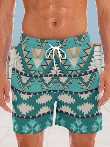 

Mens Vacation Geometry Print Beach Short Pants, As picture, Shorts