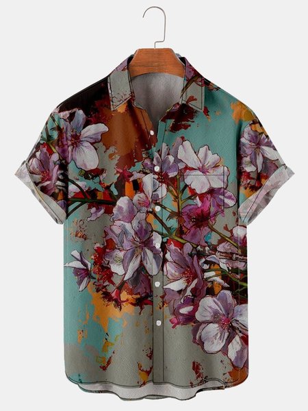 

Cotton And Linen Holiday Leisure Short-sleeved Shirt, As picture, Shirts ＆ Blouse