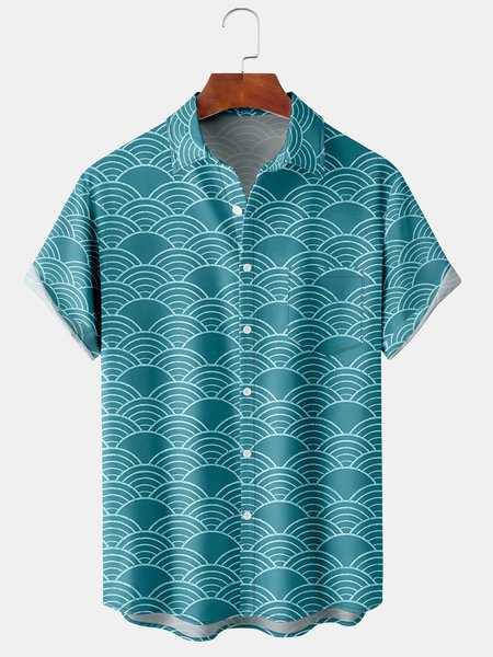 

Men's Coconut Tree Print Casual Breathable Hawaiian Short Sleeve Shirt, Blue, Men's Floral shirt
