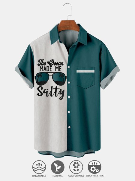 

Cotton And Linen Holiday Leisure Short-sleeved Shirt, As picture, Men's Floral shirt