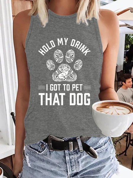 Hold My Drink I Got To Pet That Dog Funny Top, Deep gray, Tank Tops