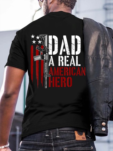 

Men's Casual Crew Neck Father's Day Short Sleeve T-Shirt, Black, T-shirts
