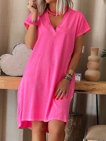 

Casual Regular Fit Short Sleeve Knit Dress, Pink, Dresses