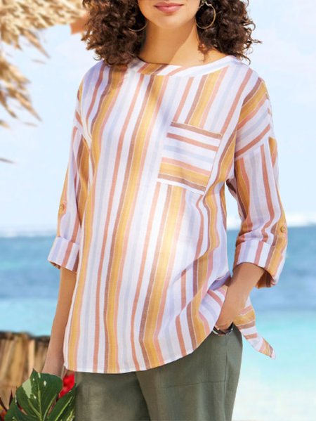 

Striped Casual Long Sleeve Tops, Multicolor, Shirts & Blouses