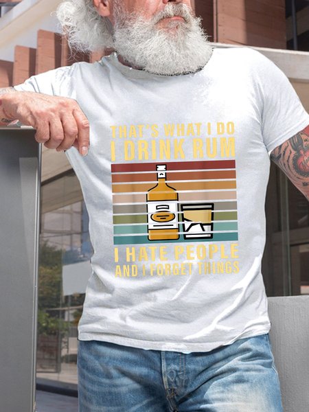 

That's What I Do I Drink Rum And I Forget Things Short Sleeve Vintage Short Sleeve T-Shirt, White, T-shirts