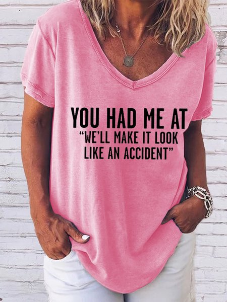 

Look Like An Accident Funny Casual V Neck T-Shirt, Pink, T-shirts