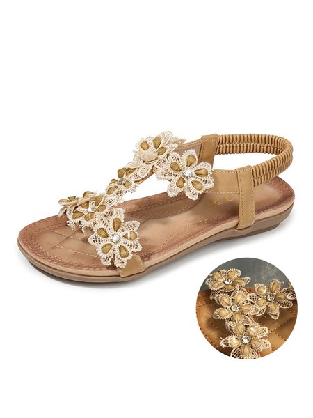 

Rhinestone Crystal Lace Flower Wedding Bridal Sandals, Apricot, Sandals