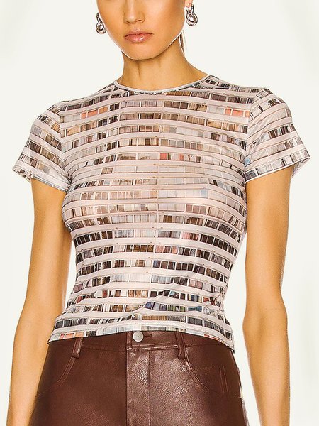 

Daily Abstract Regular Fit Short Sleeve Top, As picture, Tees
