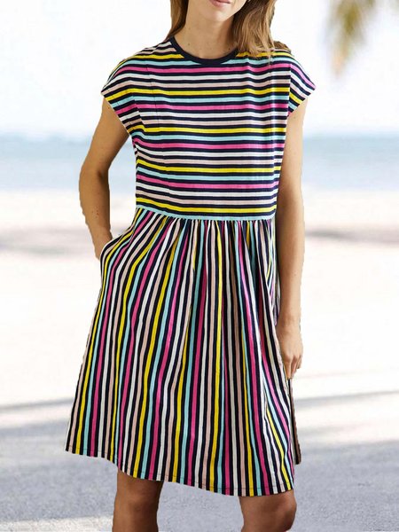 

Striped Casual Short Sleeve Knit Dress, Stripe, Dresses